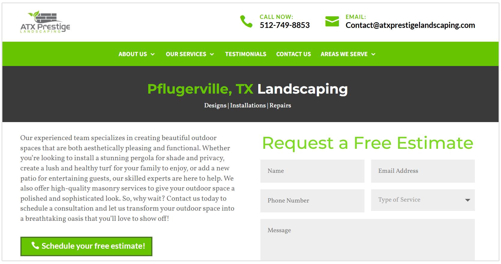 ATX Landscaping services pages